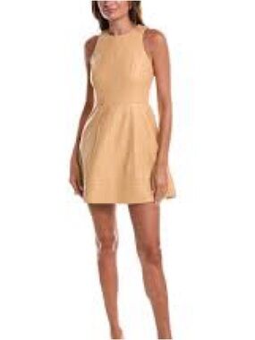 ALEXIS Sleeveless Tan Leather Mini Dress